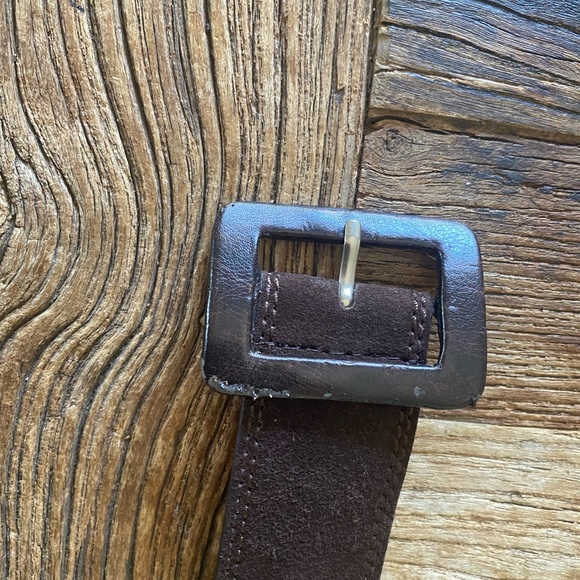 Brown suede belt with leather inside medium - Picture 3 of 5